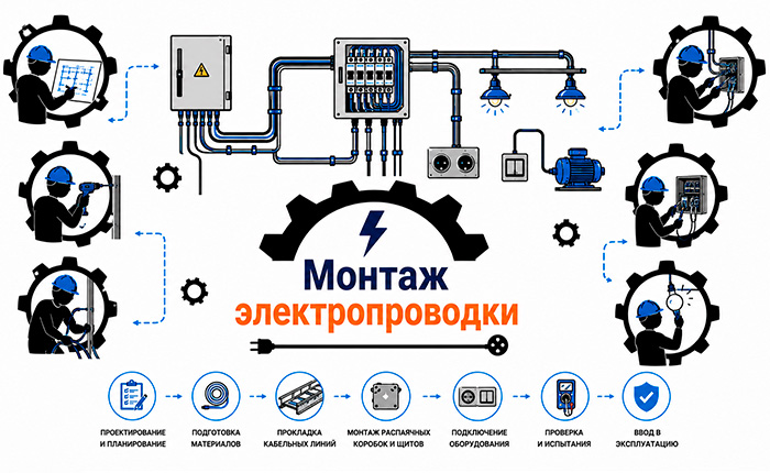 Монтаж электропроводкия